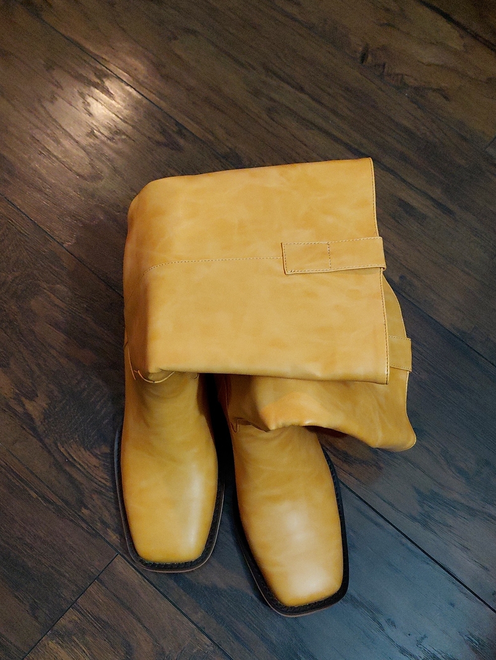 COUIE CUIES Women's Mid-Calf Yellow Block Heel Square Toe Boots Size 11